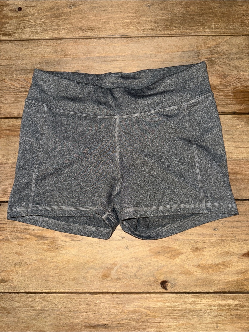 Women's Gray Athletic Shorts - High Waist Performance